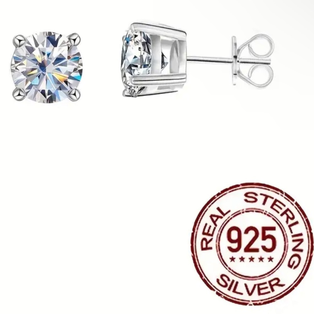 Luna - 18K White Gold Plated 925Sterling Silver 
Brilliant Cut CZ Stud Earrings